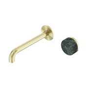 Serenity Wall Basin Mixer 185mm Spout Verde Alpi Handle Brushed Gold gallery detail image