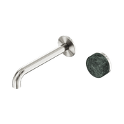 Serenity Wall Basin Mixer 160mm Spout Verde Alpi Handle Brushed Nickel gallery detail image