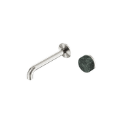 Serenity Wall Basin Mixer 220mm Spout Verde Alpi Handle Brushed Nickel gallery detail image