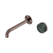 Serenity Wall Basin Mixer 220mm Spout Verde Alpi Handle Brushed Bronze gallery detail image