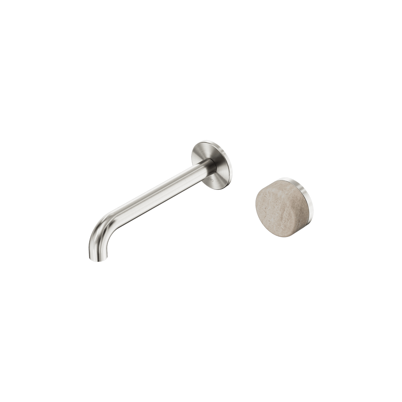 Serenity Wall Basin Mixer 220mm Spout Rome Travertine Handle Brushed Nickel gallery detail image