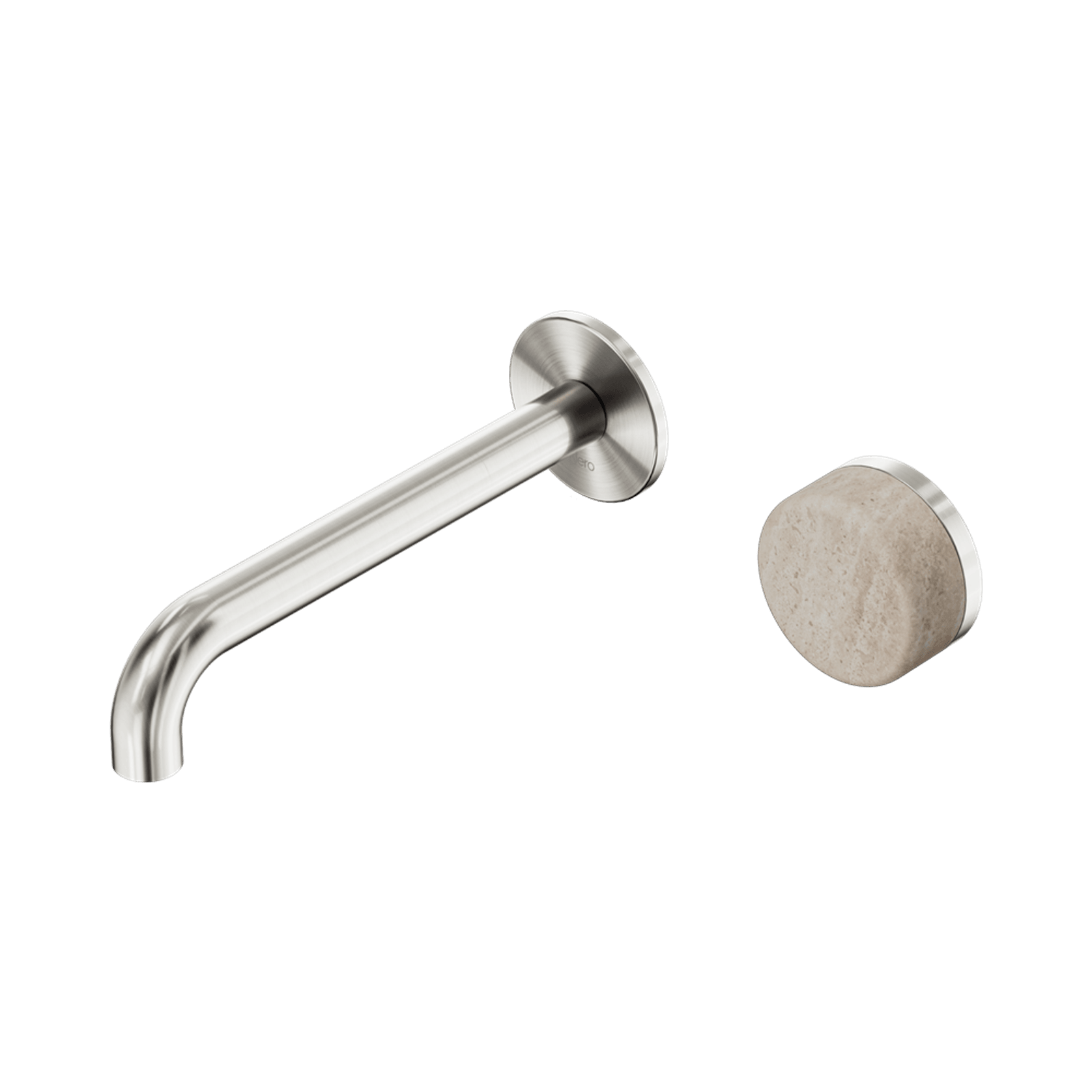 Serenity Wall Basin Mixer 160mm Spout Rome Travertine Handle Brushed Nickel gallery detail image