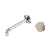 Serenity Wall Basin Mixer 160mm Spout Rome Travertine Handle Brushed Nickel gallery detail image