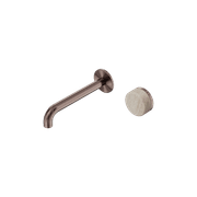 Serenity Wall Basin Mixer 220mm Spout Rome Travertine Handle Brushed Bronze gallery detail image