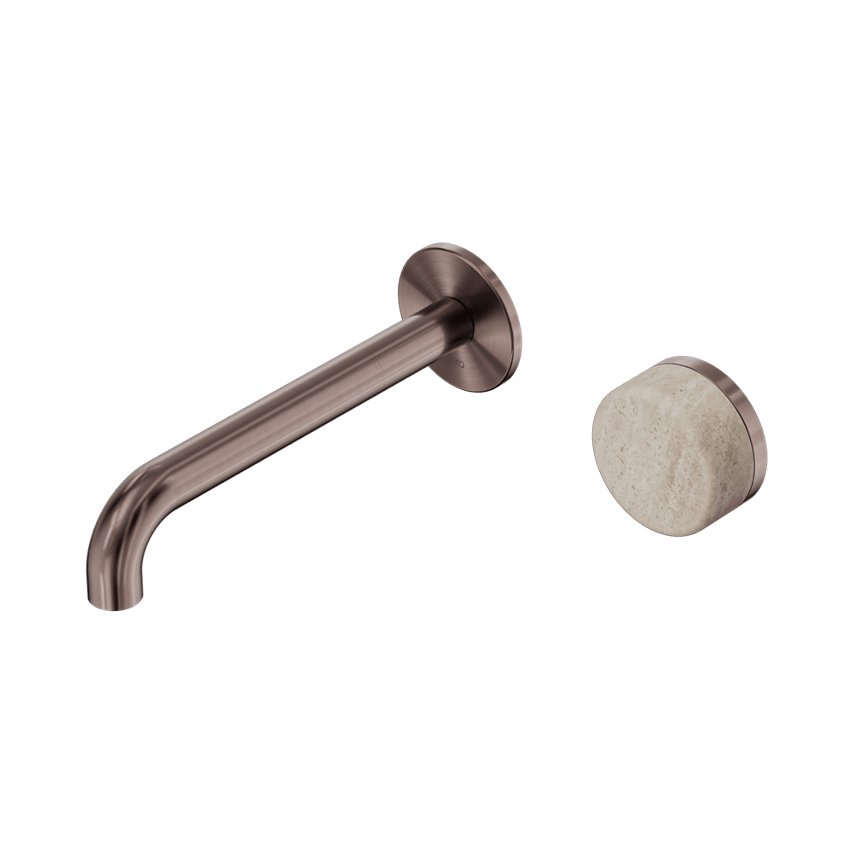 Serenity Wall Basin Mixer 185mm Spout Rome Travertine Handle Brushed Bronze gallery detail image