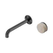 Serenity Wall Basin Mixer 220mm Spout Rome Travertine Handle Gun Metal gallery detail image