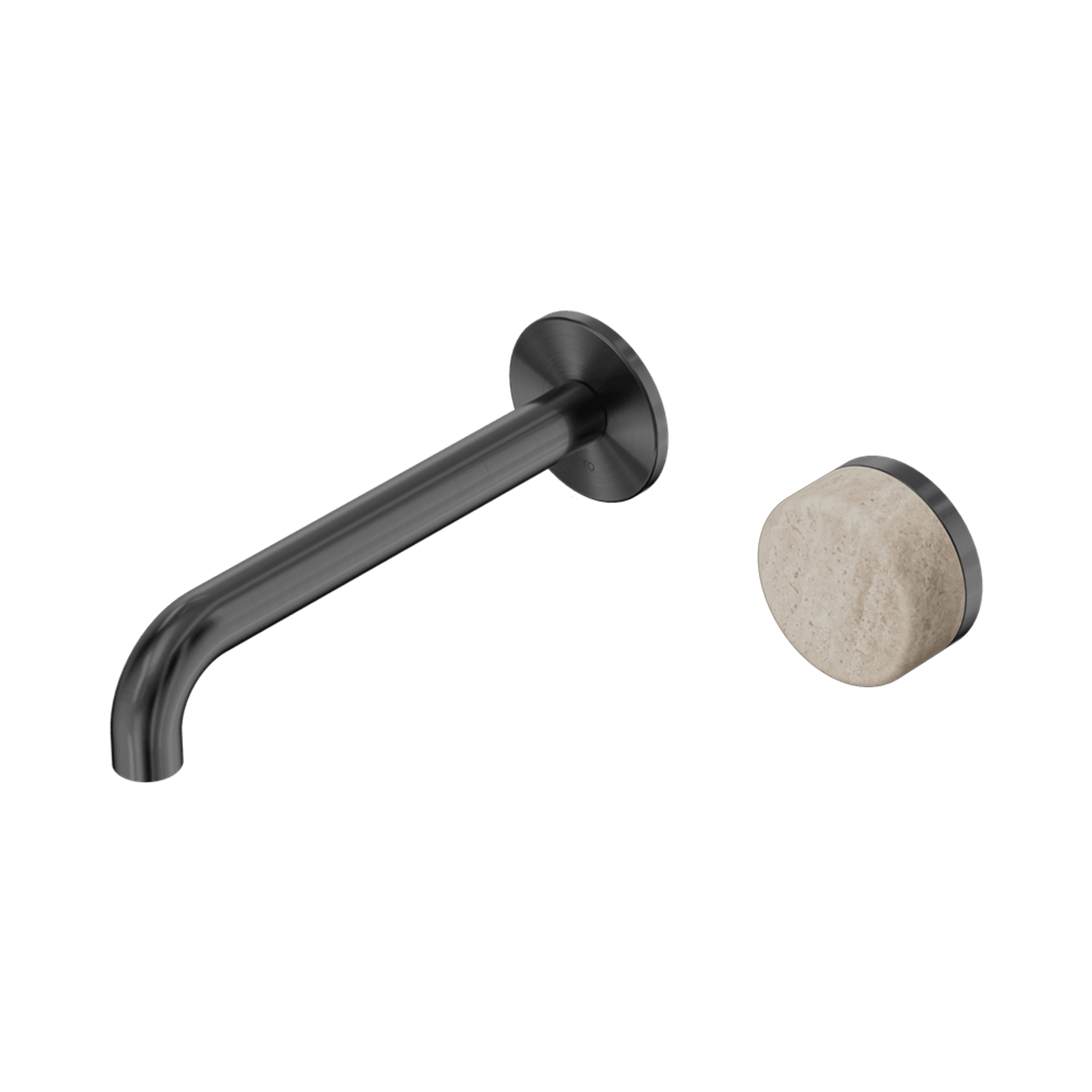 Serenity Wall Basin Mixer 185mm Spout Rome Travertine Handle Gun Metal gallery detail image