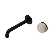 Serenity Wall Basin Mixer 160mm Spout Rome Travertine Handle Matte Black gallery detail image