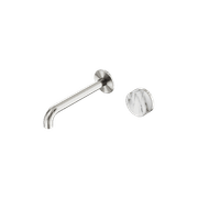 Serenity Wall Basin Mixer 185mm Spout Arabescato Corchia Handle Brushed Nickel gallery detail image