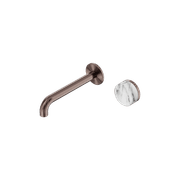 Serenity Wall Basin Mixer 185mm Spout Arabescato Corchia Handle Brushed Bronze gallery detail image