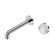 Serenity Wall Basin Mixer 220mm Spout Arabescato Corchia Handle Chrome gallery detail image
