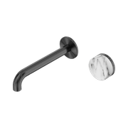 Serenity Wall Basin Mixer 185mm Spout Arabescato Corchia Handle Gun Metal gallery detail image