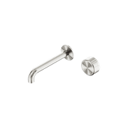 Serenity Wall Basin Mixer 160mm Spout Metal Handle Brushed Nickel gallery detail image