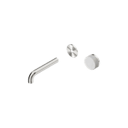 Serenity Wall Basin Mixer 160mm Spout Carrara Handle Brushed Nickel gallery detail image