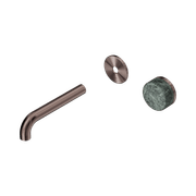 Serenity Wall Basin Mixer 160mm Spout Verde Alpi Handle Brushed Bronze gallery detail image