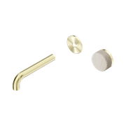 Serenity Wall Basin Mixer 160mm Spout Rome Travertine Handle Brushed Gold gallery detail image