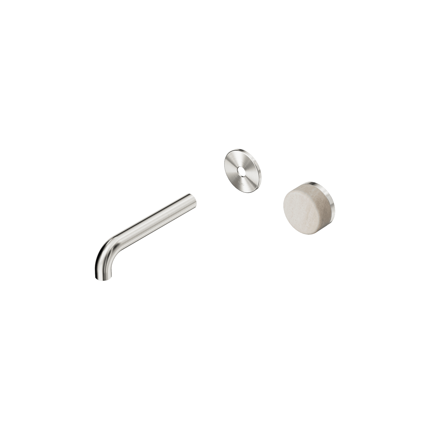 Serenity Wall Basin Mixer 160mm Spout Rome Travertine Handle Brushed Nickel gallery detail image