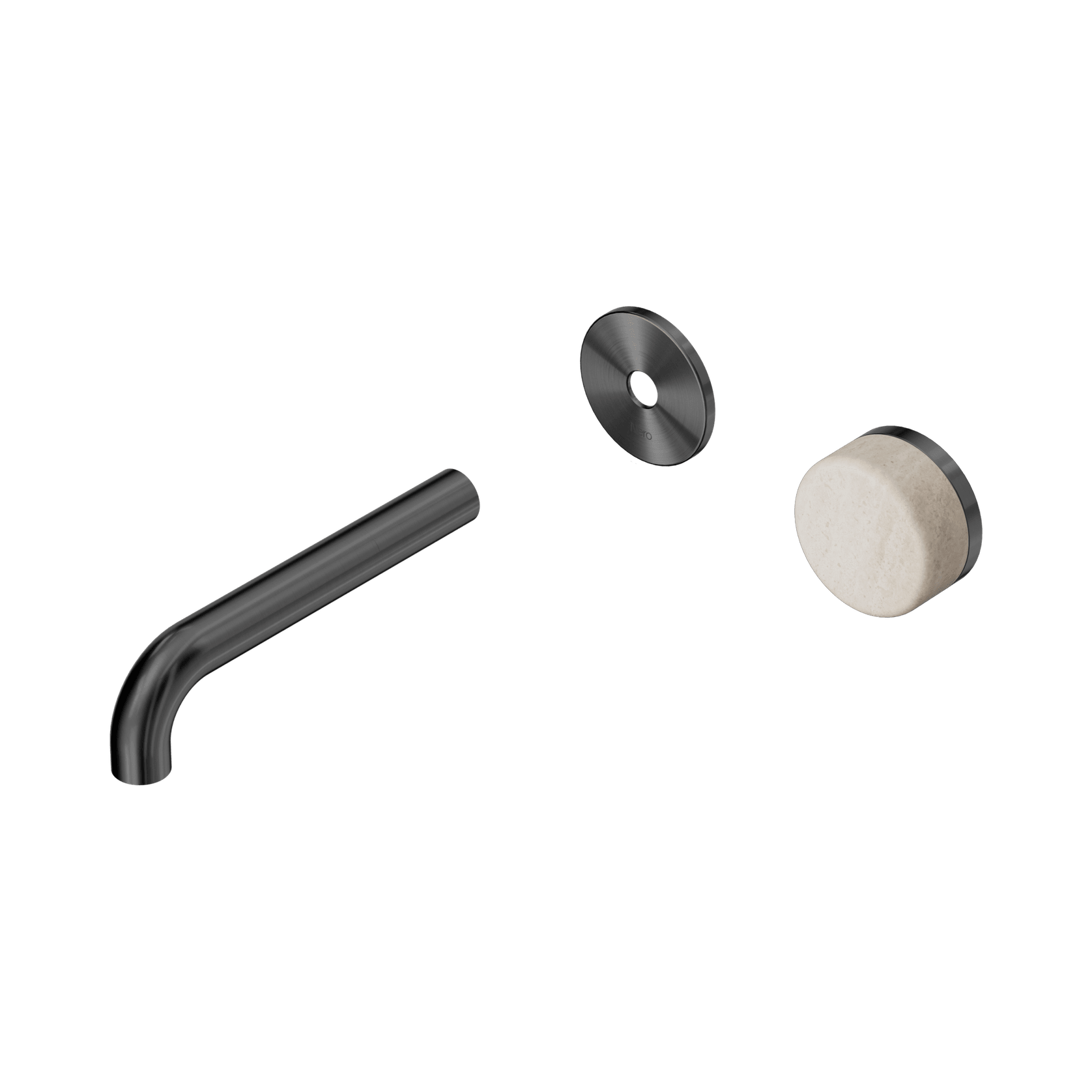 Serenity Wall Basin Mixer 160mm Spout Rome Travertine Handle Gun Metal gallery detail image