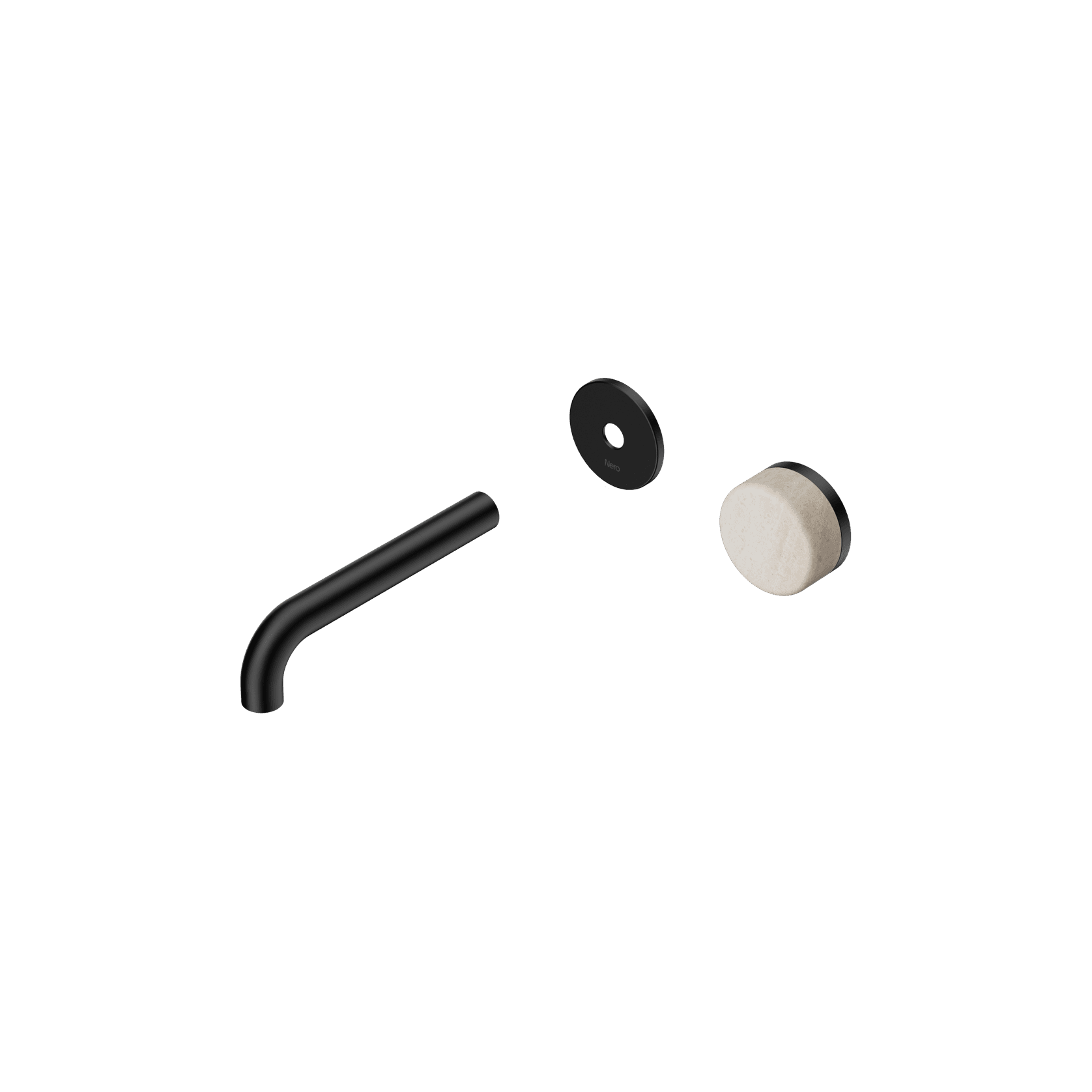 Serenity Wall Basin Mixer 160mm Spout Rome Travertine Handle Matte Black gallery detail image