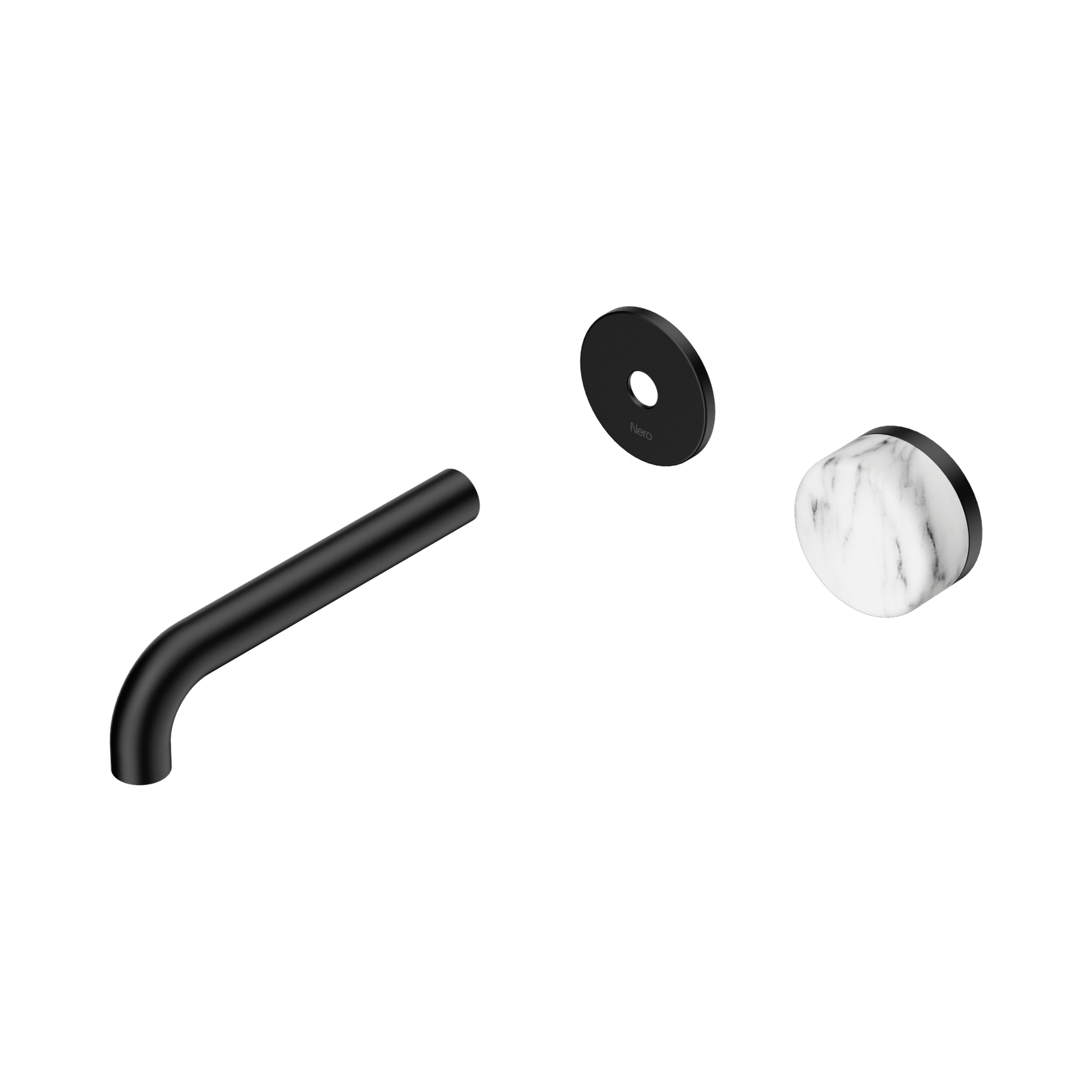 Serenity Wall Basin Mixer 160mm Spout Arabescato Corchia Handle Matte Black gallery detail image