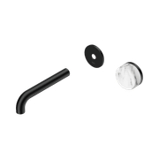 Serenity Wall Basin Mixer 160mm Spout Arabescato Corchia Handle Matte Black gallery detail image