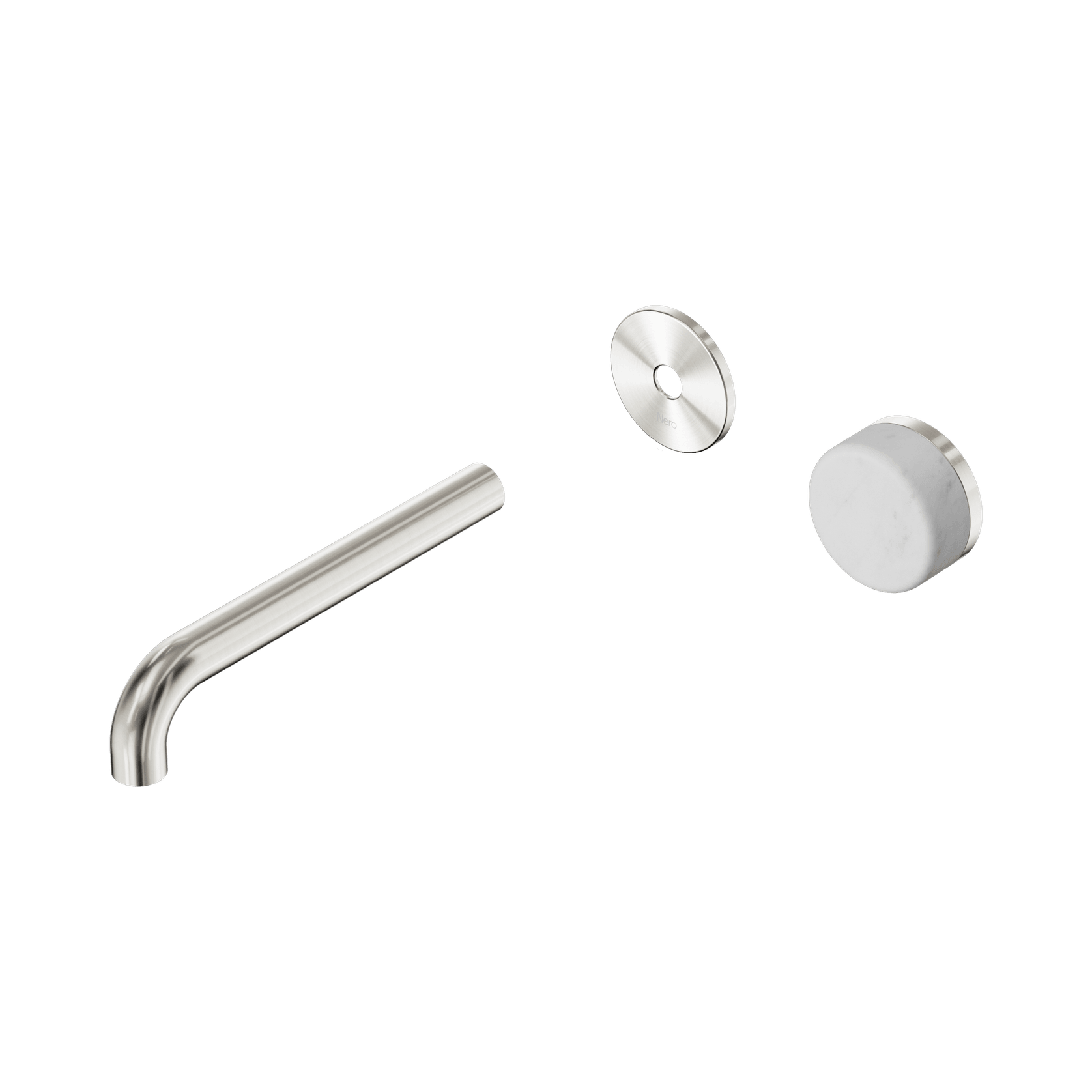 Serenity Wall Basin Mixer 185mm Spout Carrara Handle Brushed Nickel gallery detail image