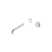 Serenity Wall Basin Mixer 185mm Spout Carrara Handle Brushed Nickel gallery detail image