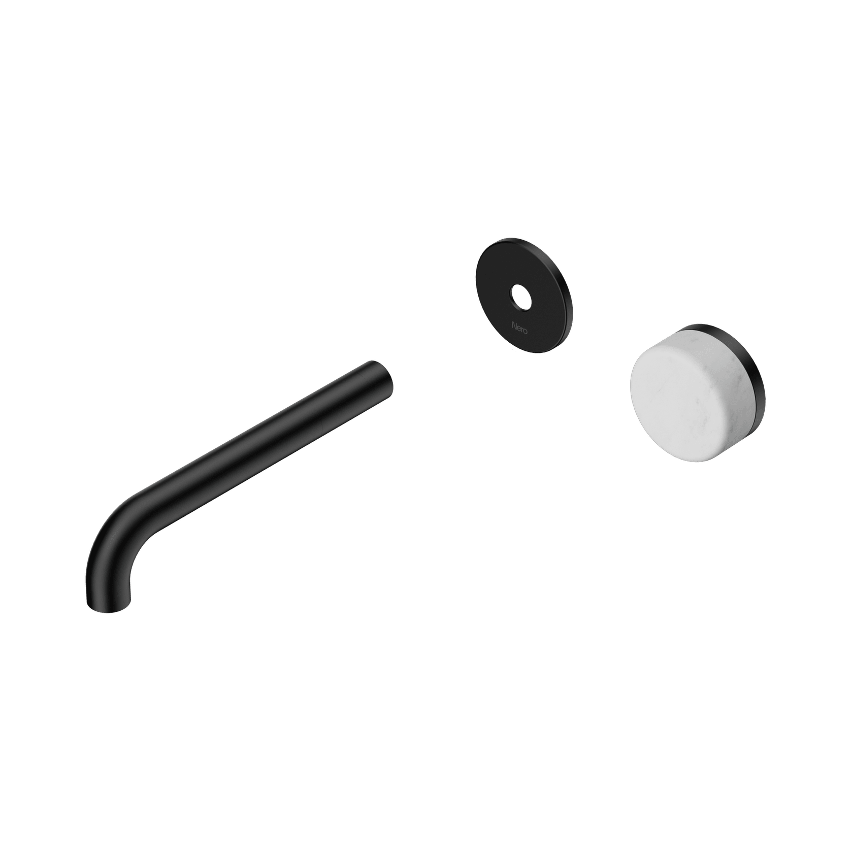 Serenity Wall Basin Mixer 185mm Spout Carrara Handle Matte Black gallery detail image