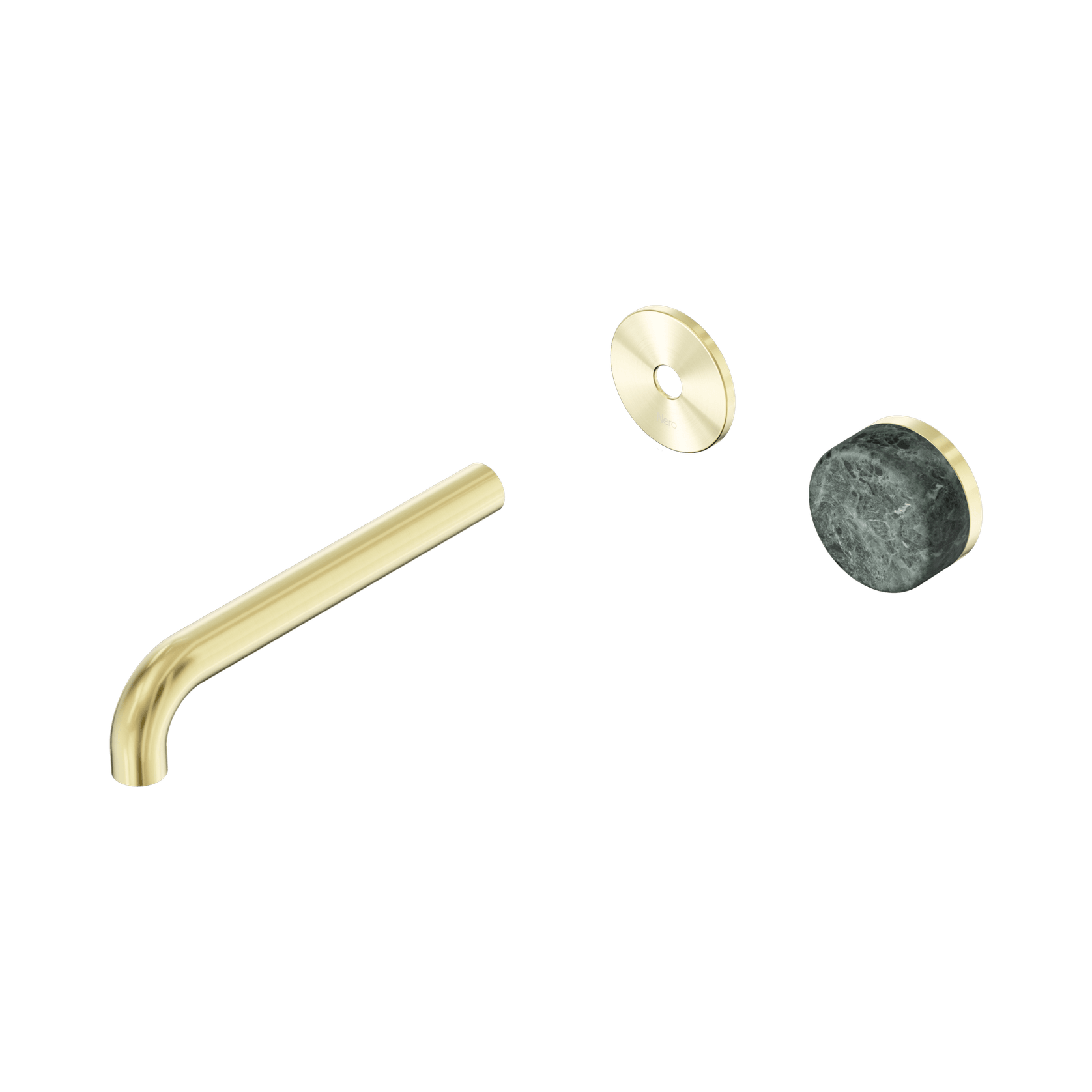 Serenity Wall Basin Mixer 185mm Spout Verde Alpi Handle Brushed Gold gallery detail image