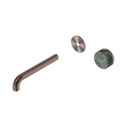 Serenity Wall Basin Mixer 185mm Spout Verde Alpi Handle Brushed Bronze gallery detail image