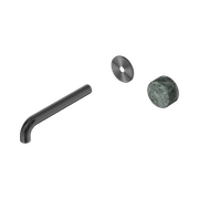 Serenity Wall Basin Mixer 185mm Spout Verde Alpi Handle Gun Metal gallery detail image