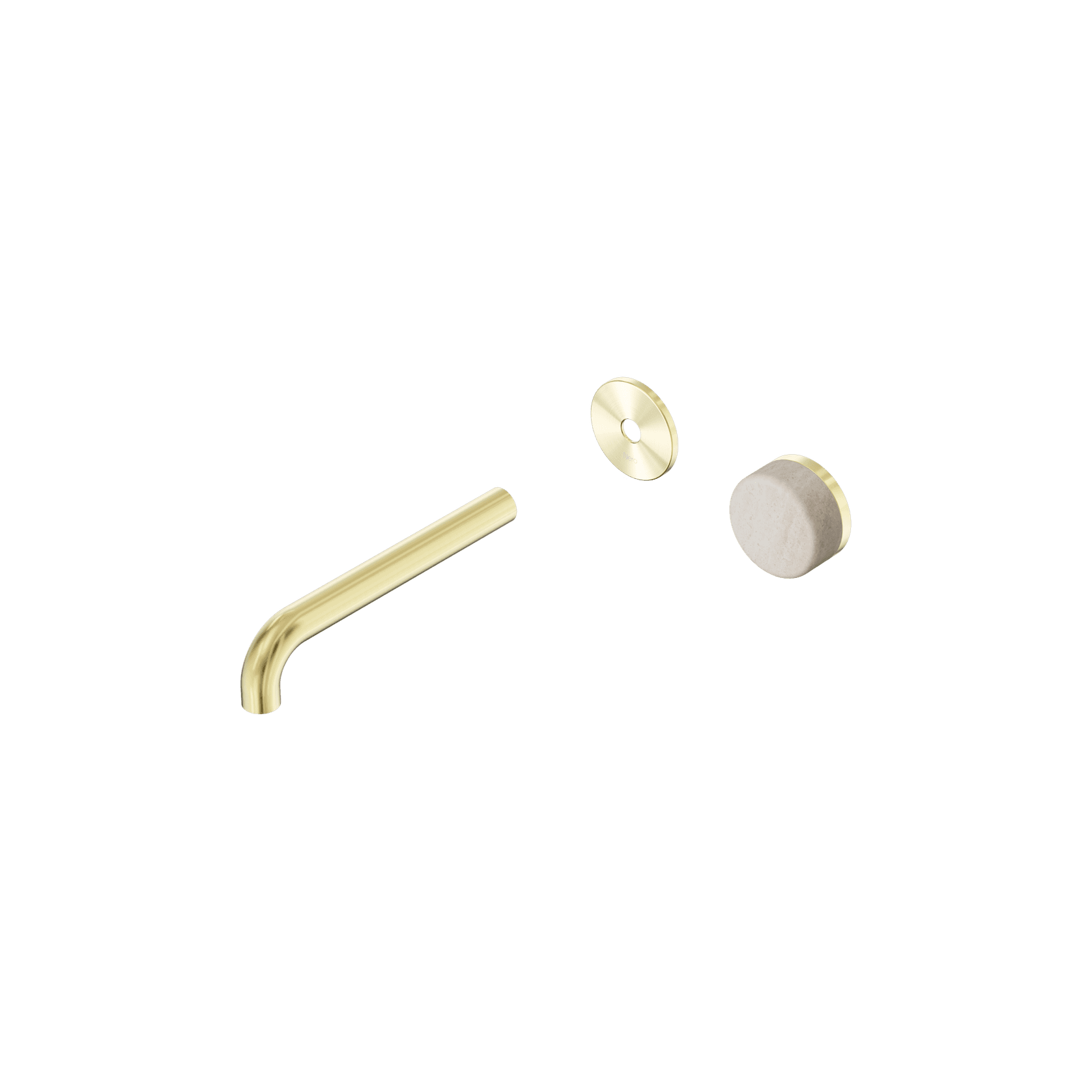 Serenity Wall Basin Mixer 185mm Spout Rome Travertine Handle Brushed Gold gallery detail image