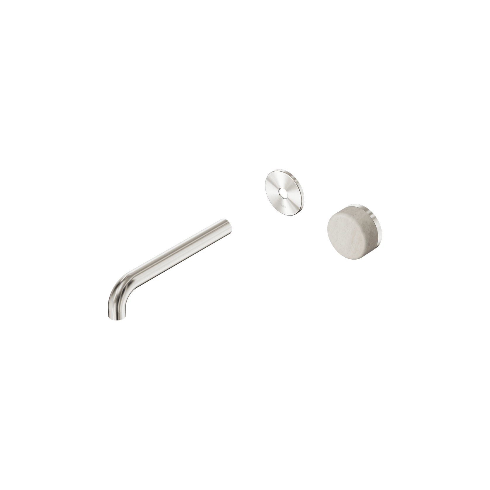 Serenity Wall Basin Mixer 185mm Spout Rome Travertine Handle Brushed Nickel gallery detail image