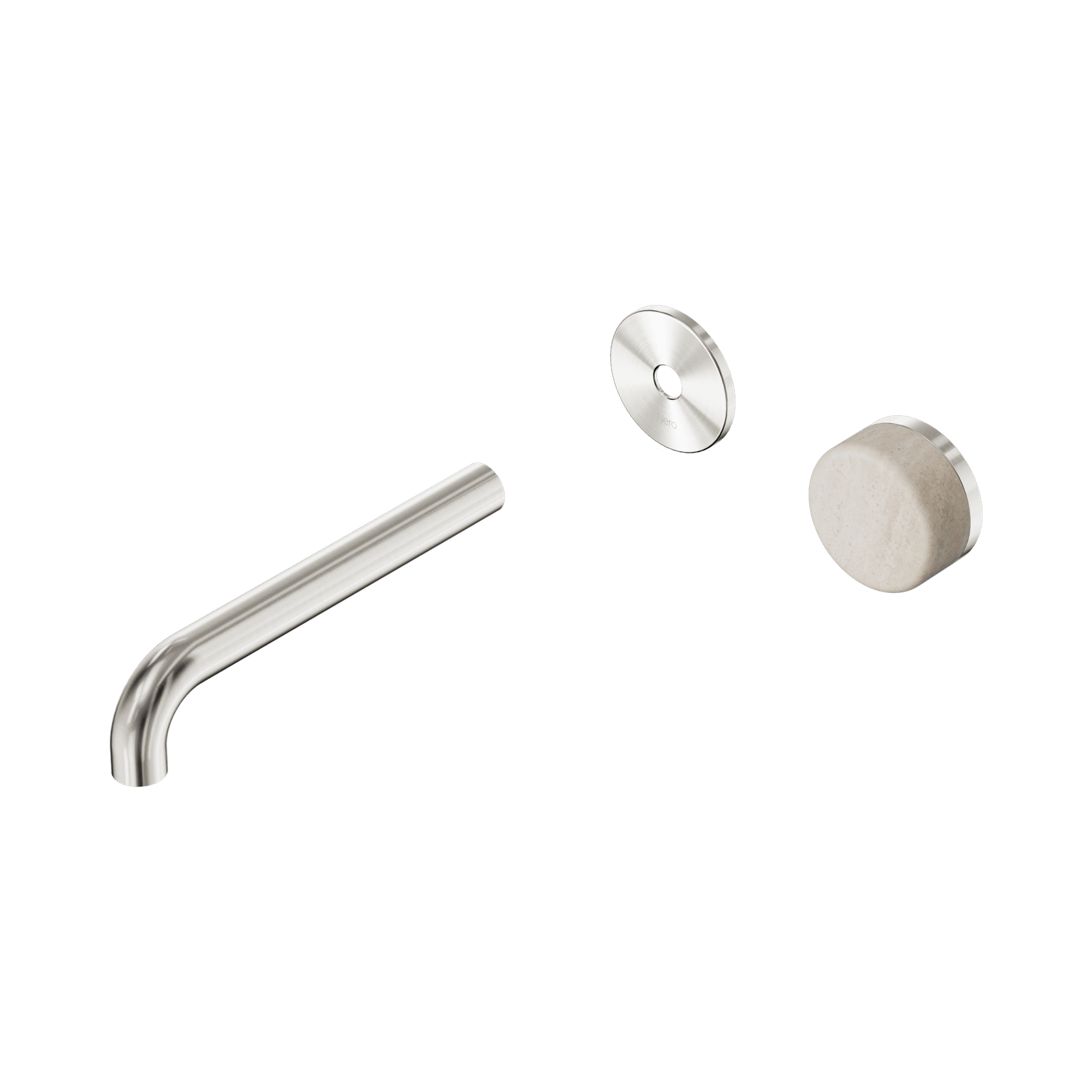 Serenity Wall Basin Mixer 185mm Spout Rome Travertine Handle Brushed Nickel gallery detail image