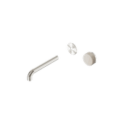 Serenity Wall Basin Mixer 185mm Spout Rome Travertine Handle Brushed Nickel gallery detail image