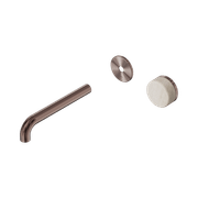 Serenity Wall Basin Mixer 185mm Spout Rome Travertine Handle Brushed Bronze gallery detail image