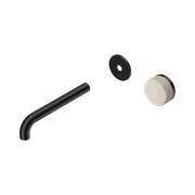 Serenity Wall Basin Mixer 185mm Spout Rome Travertine Handle Matte Black gallery detail image