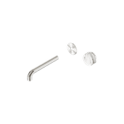 Serenity Wall Basin Mixer 185mm Spout Arabescato Corchia Handle Brushed Nickel gallery detail image