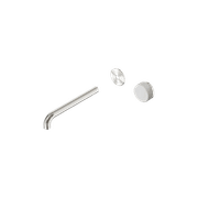 Serenity Wall Basin Mixer 220mm Spout Carrara Handle Brushed Nickel gallery detail image