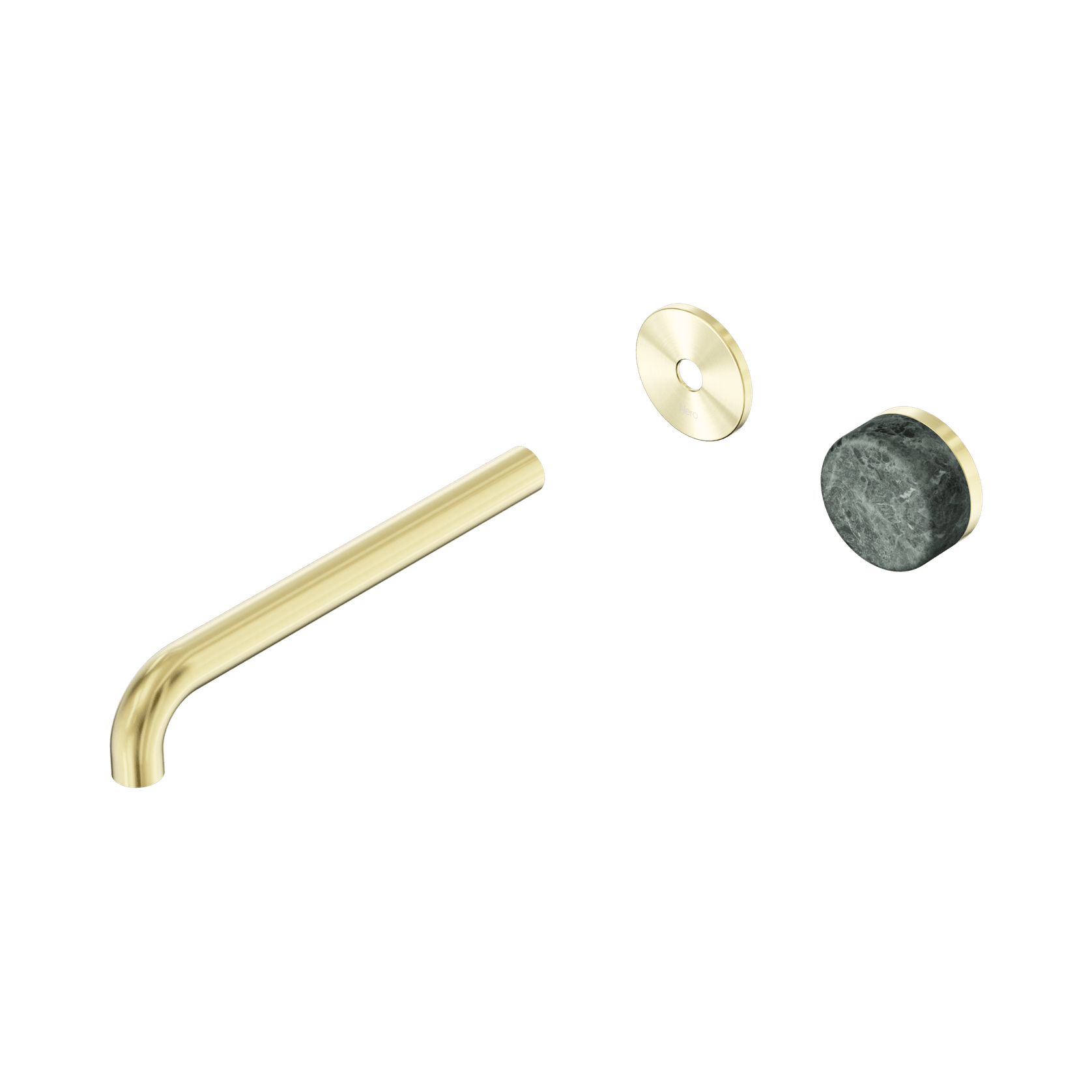 Serenity Wall Basin Mixer 220mm Spout Verde Alpi Handle Brushed Gold gallery detail image