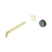 Serenity Wall Basin Mixer 220mm Spout Verde Alpi Handle Brushed Gold gallery detail image