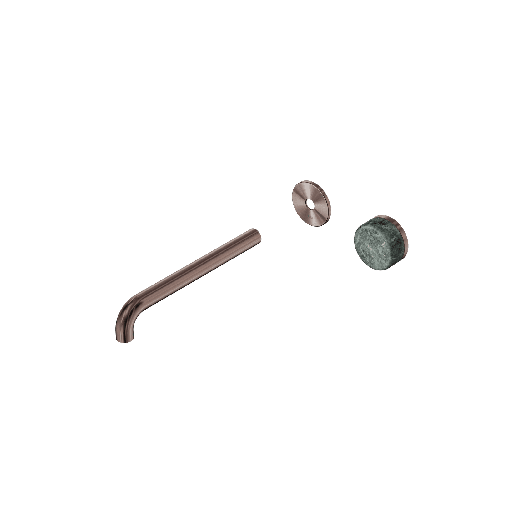 Serenity Wall Basin Mixer 220mm Spout Verde Alpi Handle Brushed Bronze gallery detail image