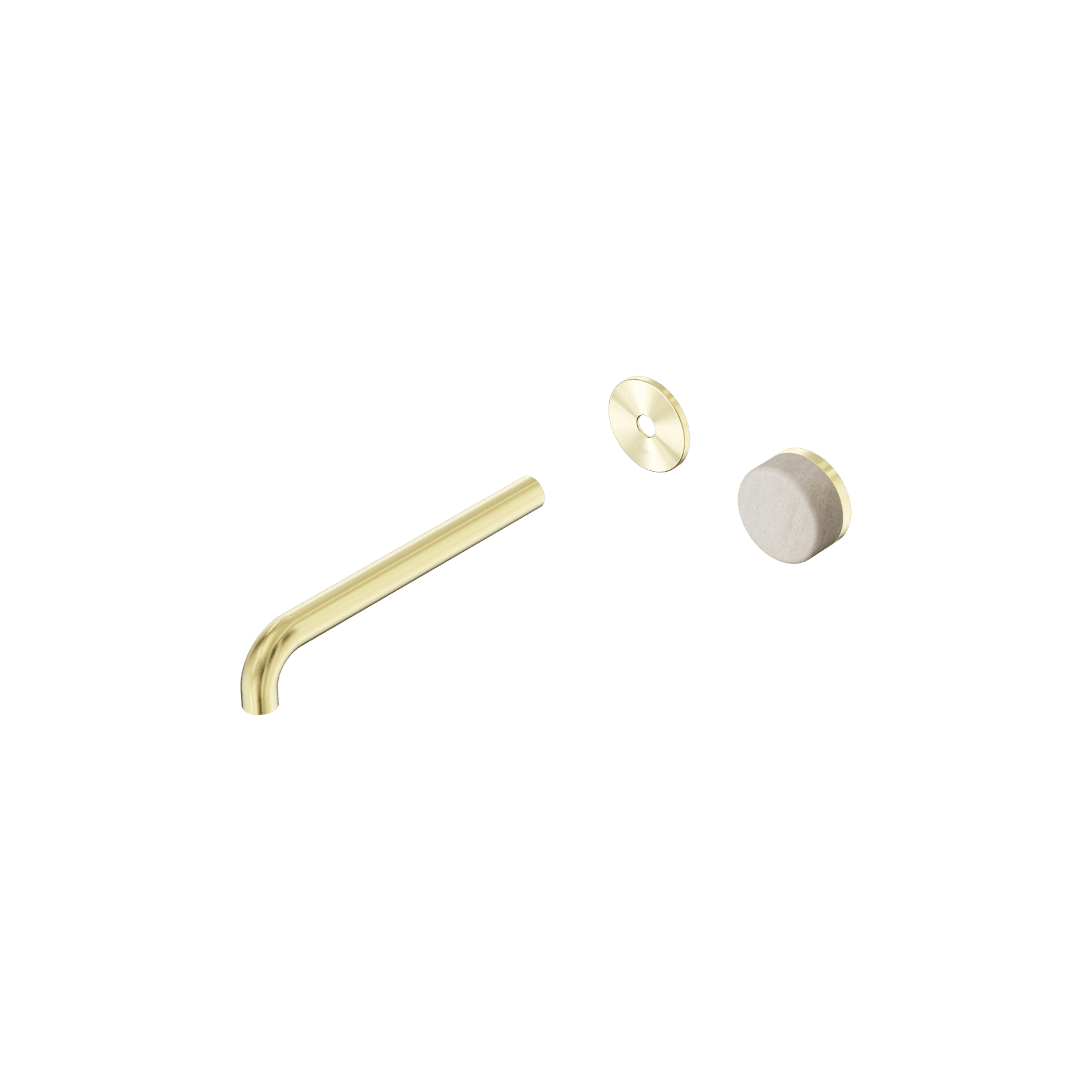 Serenity Wall Basin Mixer 220mm Spout Rome Travertine Handle Brushed Gold gallery detail image