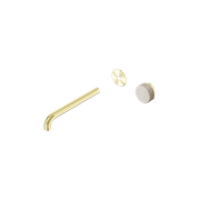 Serenity Wall Basin Mixer 220mm Spout Rome Travertine Handle Brushed Gold gallery detail image