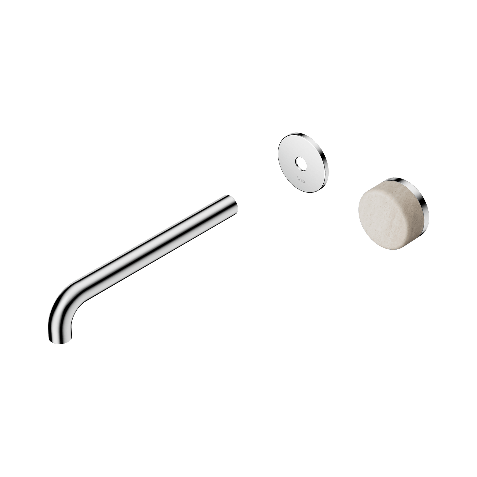 Serenity Wall Basin Mixer 220mm Spout Rome Travertine Handle Chrome gallery detail image