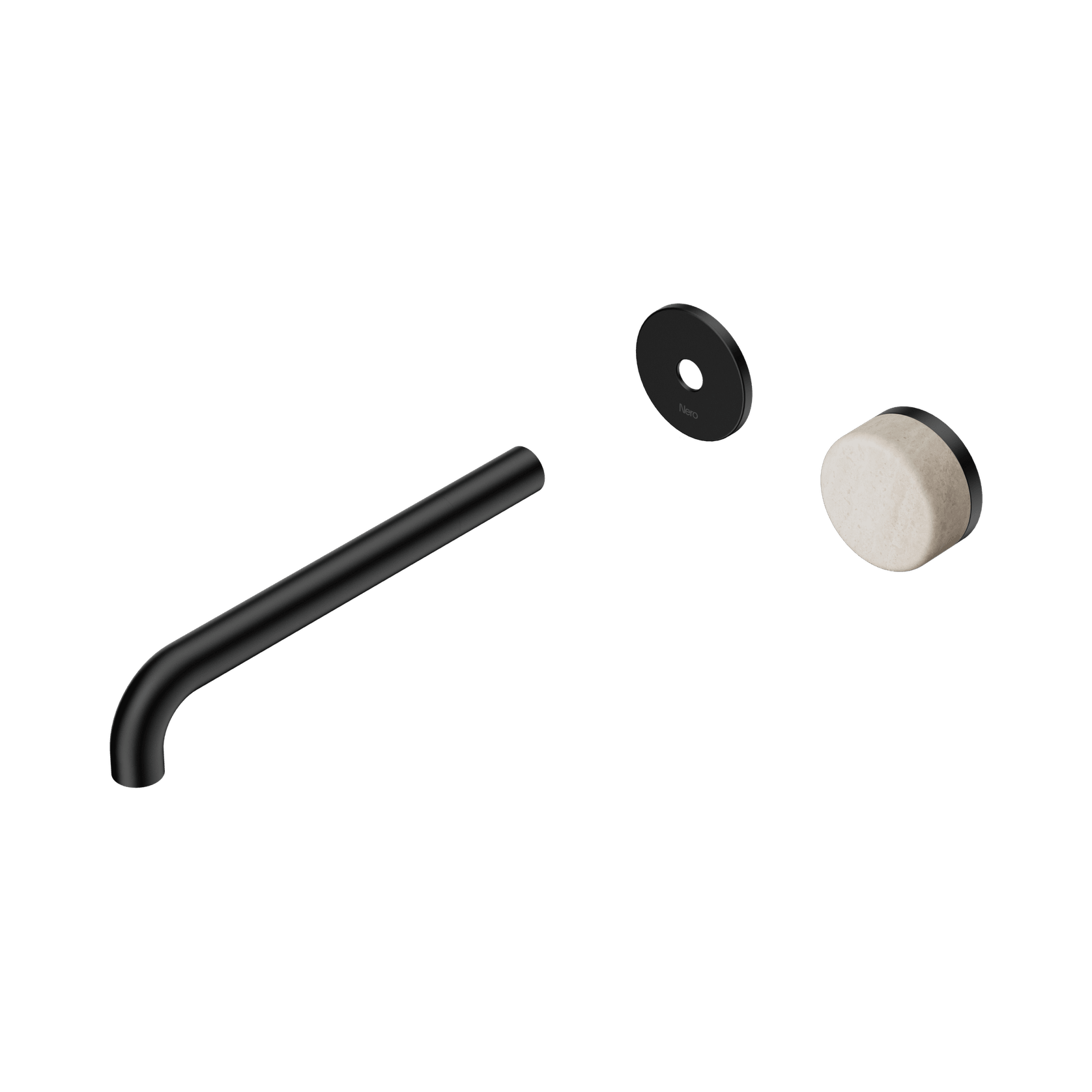 Serenity Wall Basin Mixer 220mm Spout Rome Travertine Handle Matte Black gallery detail image