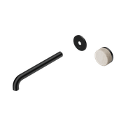 Serenity Wall Basin Mixer 220mm Spout Rome Travertine Handle Matte Black gallery detail image