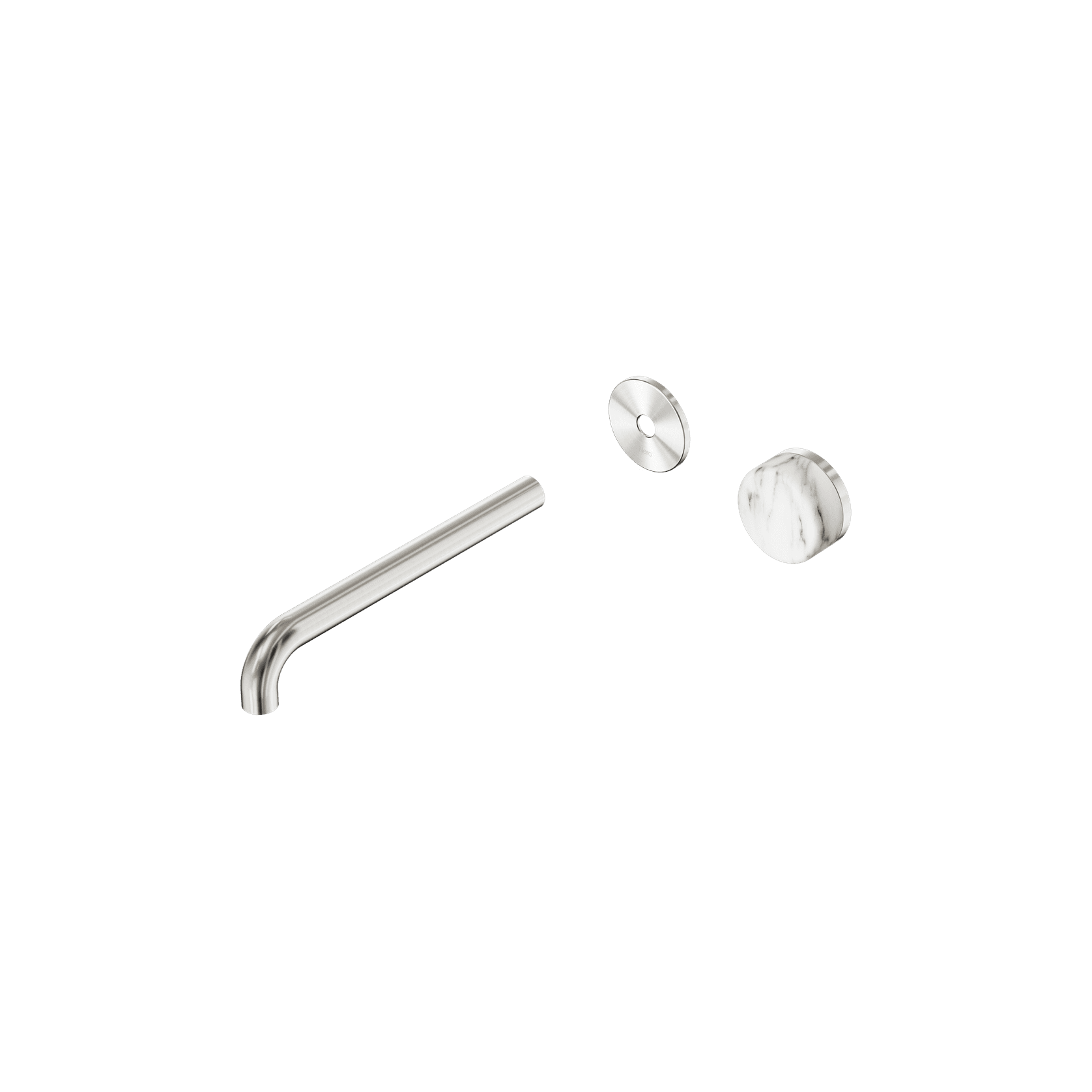 Serenity Wall Basin Mixer 220mm Spout Arabescato Corchia Handle Brushed Nickel gallery detail image