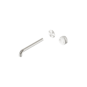 Serenity Wall Basin Mixer 220mm Spout Arabescato Corchia Handle Brushed Nickel gallery detail image