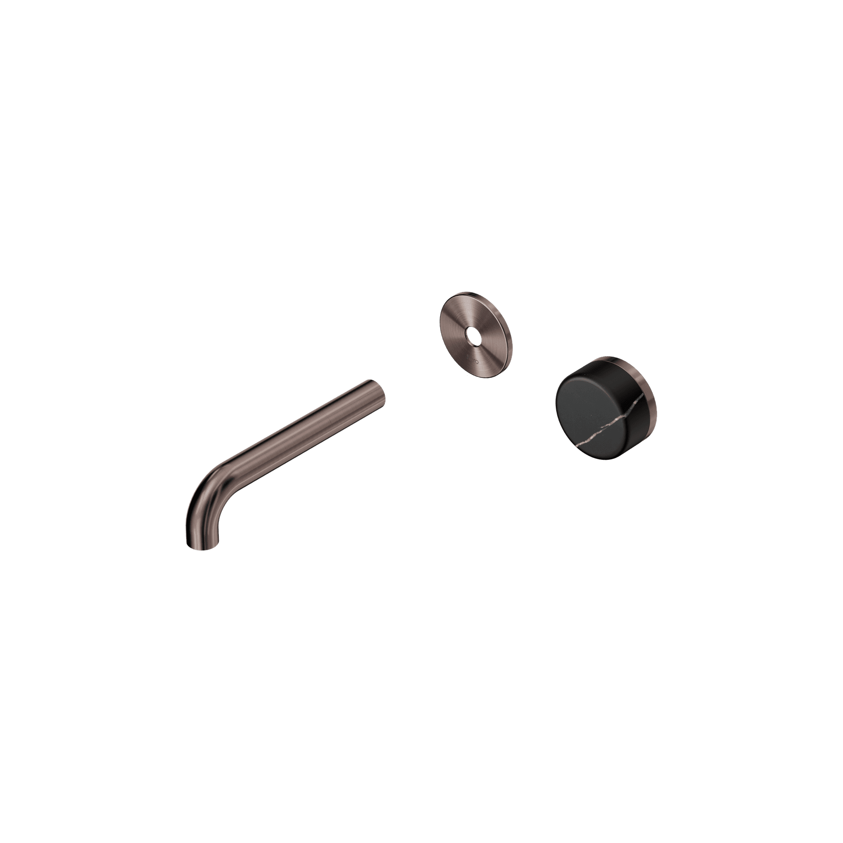 Serenity Wall Basin Mixer 160mm Spout Marquina Black Handle Brushed Bronze gallery detail image